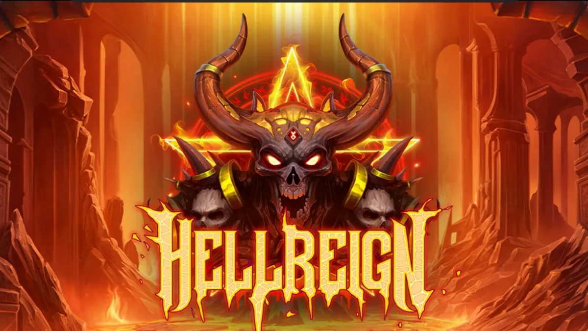 Tampilan visual slot Hellreign Scatter Magnet dengan tema neraka yang gelap